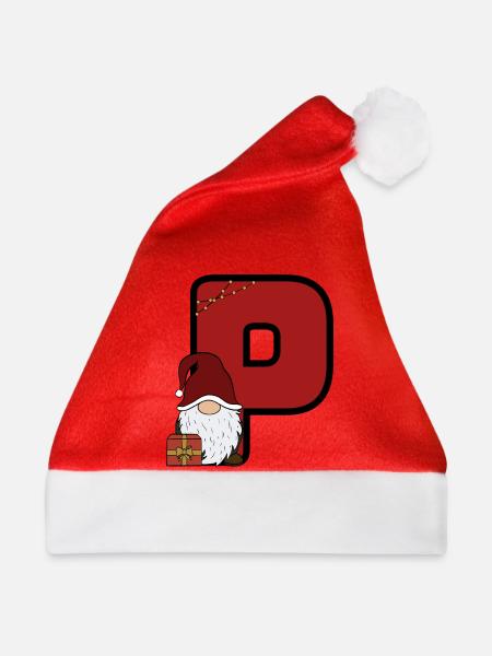 P mit Santa: Festlicher Weihnachtsgruß - Weihnachtsmütze - Rot