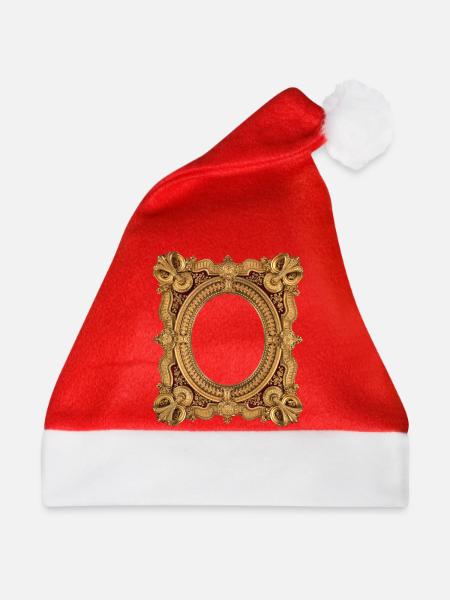 Goldener Bilderrahmen - Weihnachtsmütze - Rot