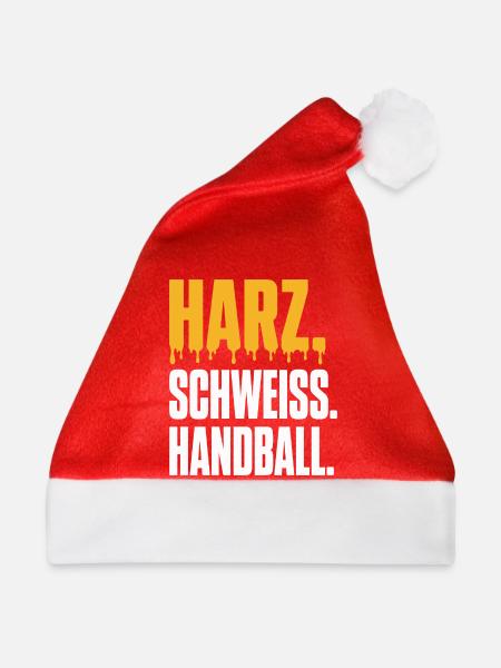 Harz. Schweiß. Handball. – Typo Shirt - Weihnachtsmütze - Rot - Vorne