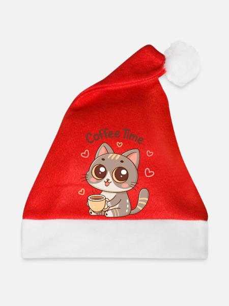 Kätzchen-Kaffeezeit - Weihnachtsmütze - Rot