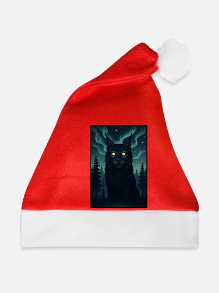Nordlichtkater im Wald - Weihnachtsmütze - Rot