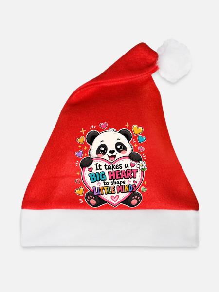Big Heart Little Minds - Panda Lehrer Erzieher - Weihnachtsmütze - Rot - Vorne