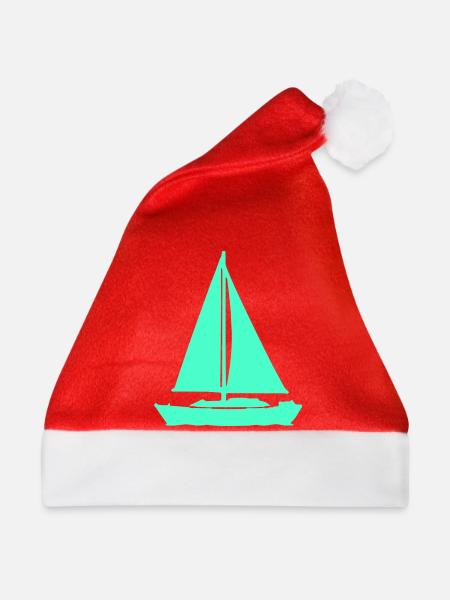 Segelboot NeonTürkis - Weihnachtsmütze - Rot