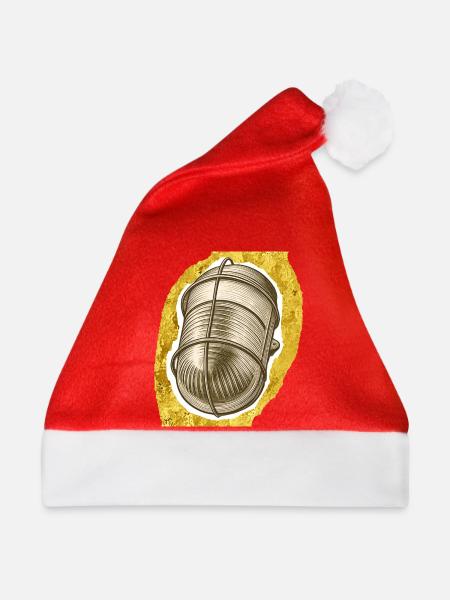 Goldene Faden-Spule Illustration - Weihnachtsmütze - Rot