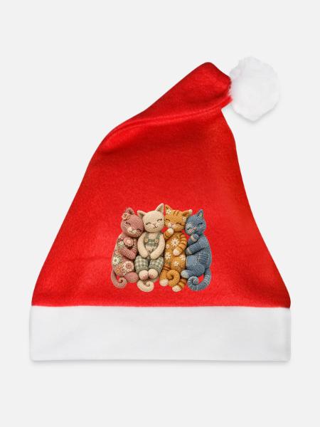 Häkel-Katzenliebhaber-Geschenk - Weihnachtsmütze - Rot