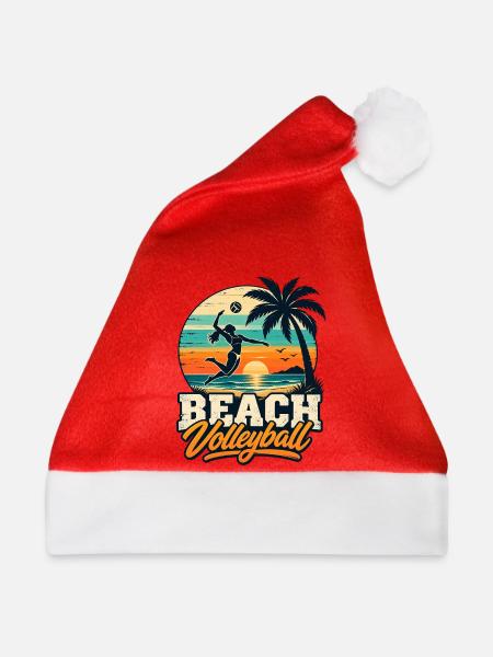 Beachvolleyball Sunset – Retro Beach Vibes - Weihnachtsmütze - Rot