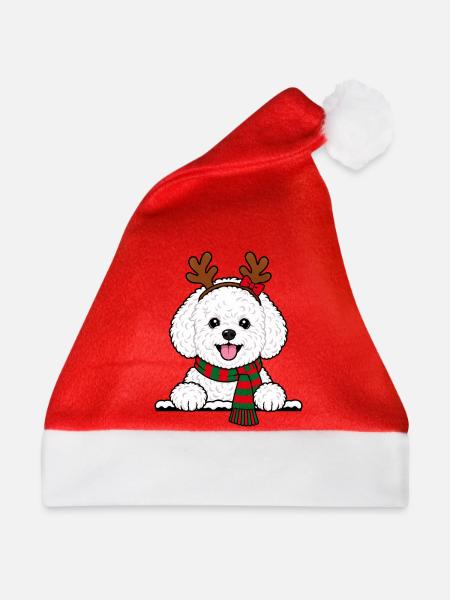 Weihnachten Bichon Frisé - Weihnachtsmütze - Rot