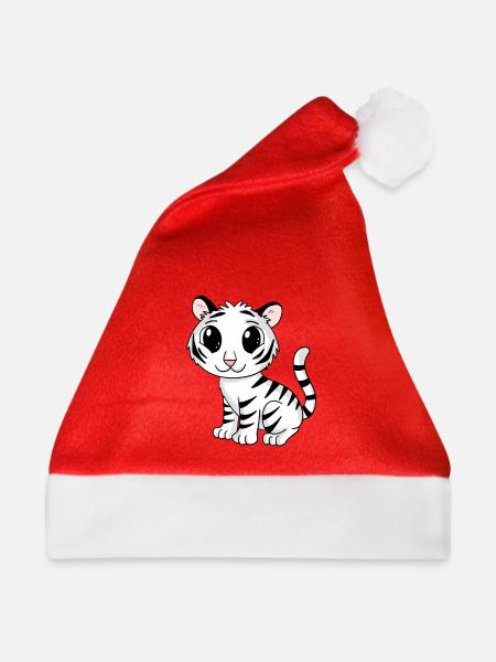 weißer Tiger - Weihnachtsmütze - Rot