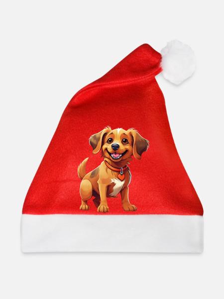 Hunde Hunde funkeln in der Illustration - Weihnachtsmütze - Rot - Vorne