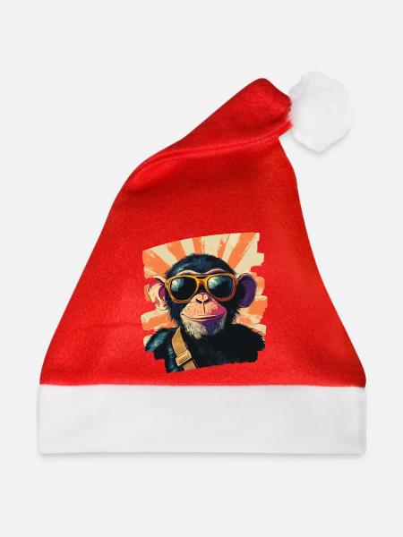 Affe - Weihnachtsmütze - Rot
