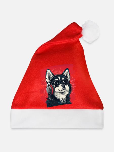 Pomsky - Weihnachtsmütze - Rot