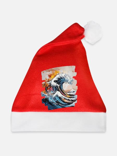 Wellen und Meer - Weihnachtsmütze - Rot