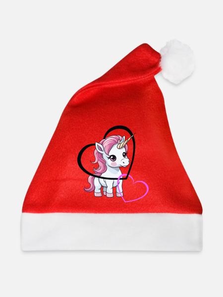 Einhorn Herz Herzen Valentin - Weihnachtsmütze - Rot