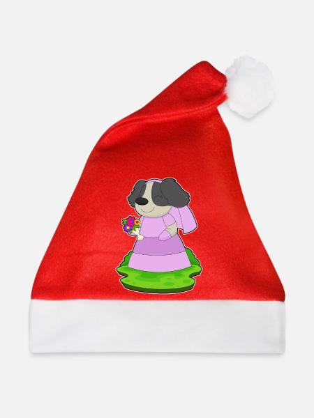 Hund Braut Blumenstrauß Hochzeit - Weihnachtsmütze - Rot