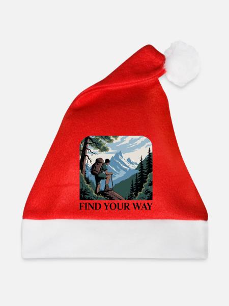 Bergwanderer mit malerischen Gipfeln - Weihnachtsmütze - Rot