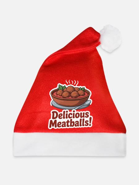 Köstliche Fleischbällchen-Illustration - Weihnachtsmütze - Rot - Vorne