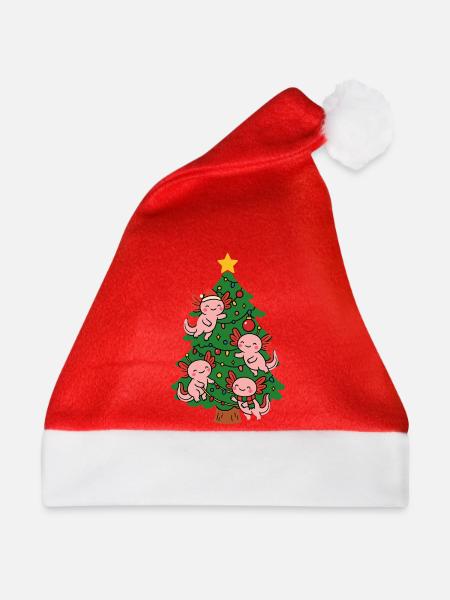 Axolotl schmücken Weihnachtsbaum - Weihnachtsmütze - Rot