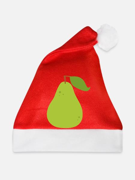 Lebendige grüne Birne Illustration - Weihnachtsmütze - Rot
