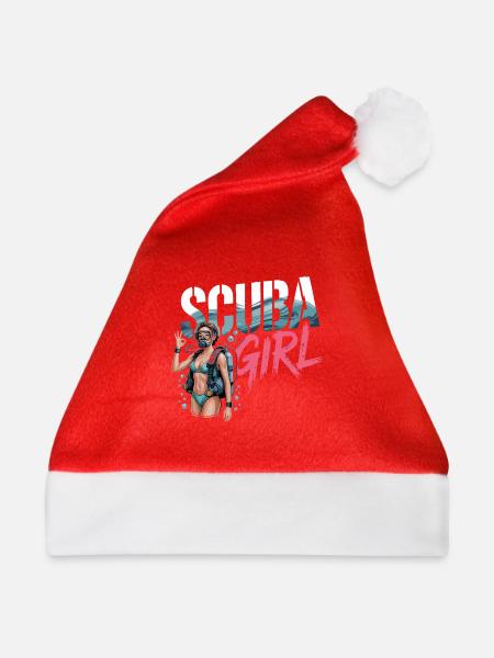 Scuba Girl Taucherin Design - Weihnachtsmütze - Rot - Vorne