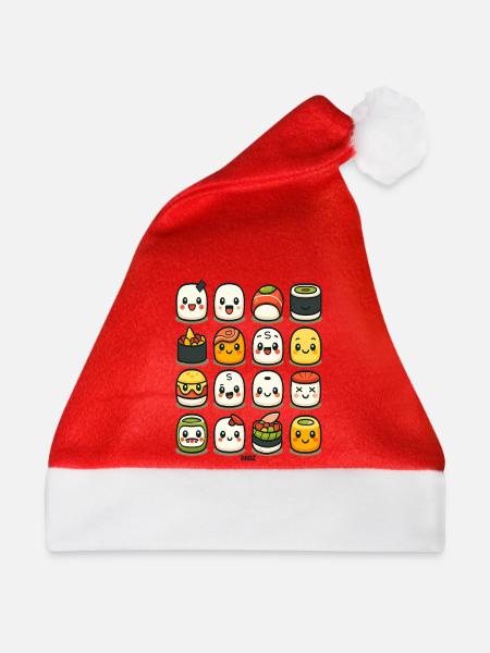 Kawaii Sushi Figuren - Weihnachtsmütze - Rot