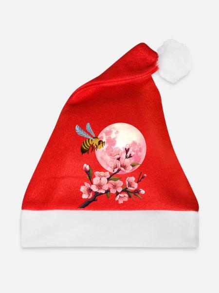 Mond und Kirschblüte - Weihnachtsmütze - Rot