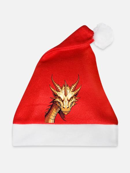 Goldener Drachenkopf Feuerkraft - Weihnachtsmütze - Rot