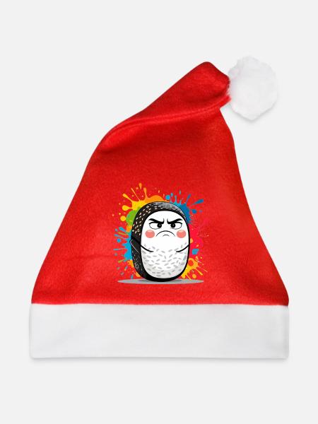 Wütender Sushi Roll mit Farbspritzern - Weihnachtsmütze - Rot