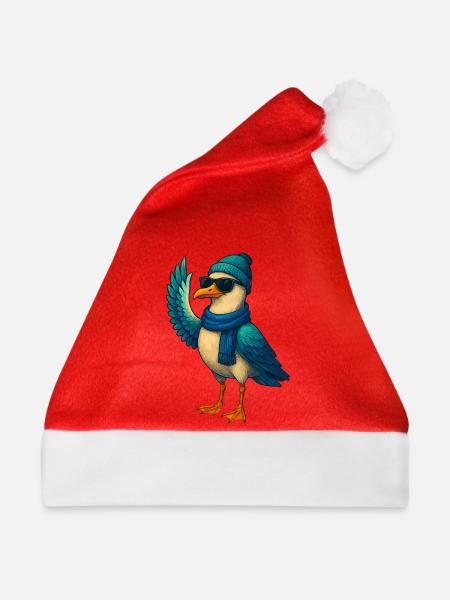 Möwe im Winteroutfit - Weihnachtsmütze - Rot