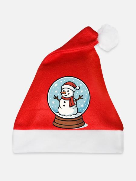 Schneekugel Schneemann - Weihnachtsmütze - Rot