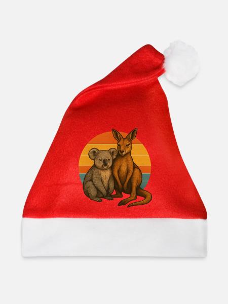 Koala und Känguru - Weihnachtsmütze - Rot