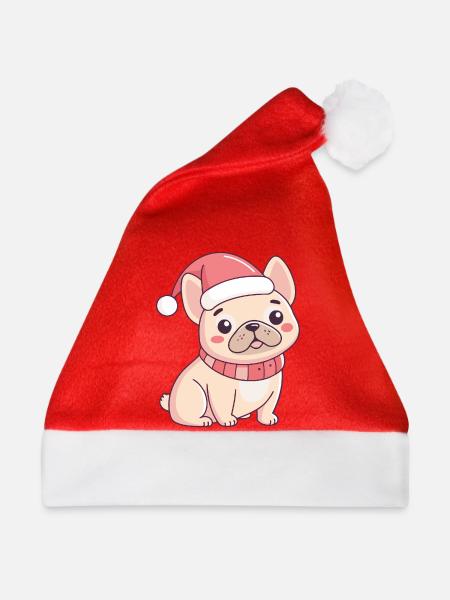 Französischer Weihnachtsbulldogge - Weihnachtsmütze - Rot