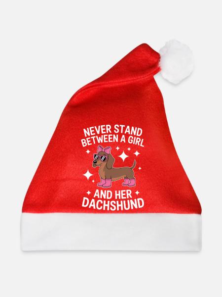Dackel Sprüche Mädchen Lustiges Dackel Geschenk - Weihnachtsmütze - Rot - Vorne