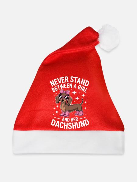 Dackel Sprüche Mädchen Lustiges Dackel Geschenk - Weihnachtsmütze - Rot - Vorne