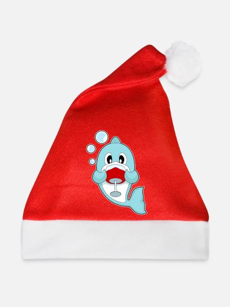 Delfin Rotwein - Weihnachtsmütze - Rot