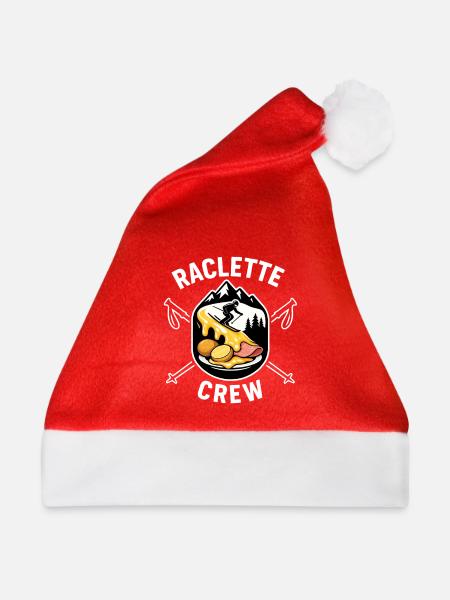 Raclette Crew – Bergkäse, Ski und Fondue - Weihnachtsmütze - Rot - Vorne