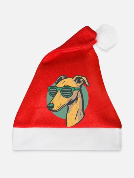 Windhund, Galgo - Weihnachtsmütze - Rot