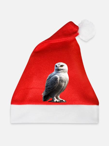 Schneeeule Weiße Eule Kauz Uhu Owl Schnee Eulen - Weihnachtsmütze - Rot - Vorne