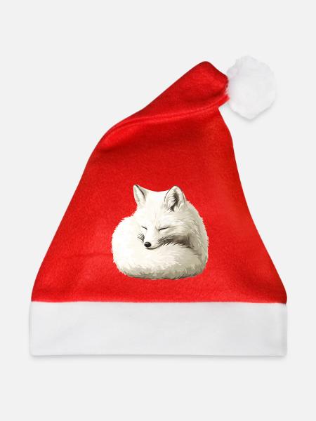 Schlafender Winterfuchs - Weihnachtsmütze - Rot