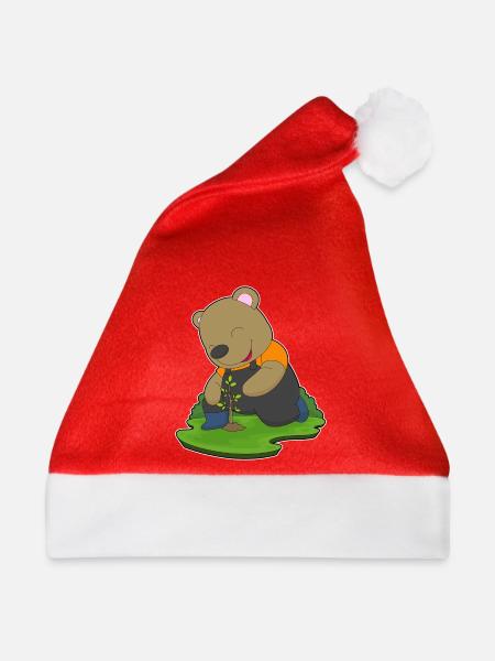 Bär Landwirt Setzling Bauernhof - Weihnachtsmütze - Rot - Vorne
