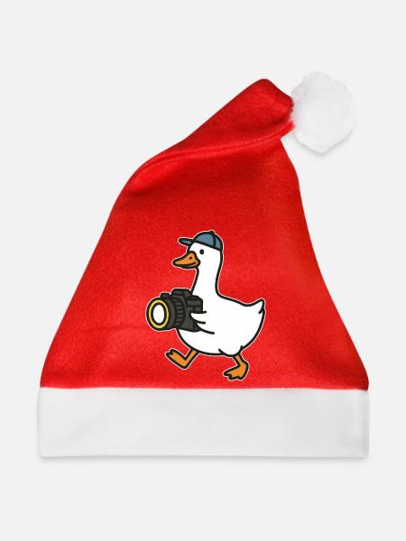Ente mit Kamera Fotografie Enthusiast - Weihnachtsmütze - Rot
