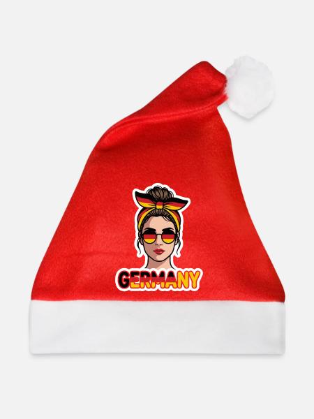 Deutschland Mädchen mit der Flagge Sonnenbrille - Weihnachtsmütze - Rot - Vorne