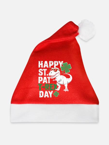 T-Rex zum St. Patrick's Day - Weihnachtsmütze - Rot