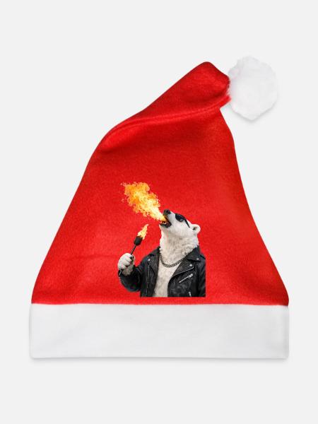 Polar Bär Feueratem Lederjacke - Weihnachtsmütze - Rot