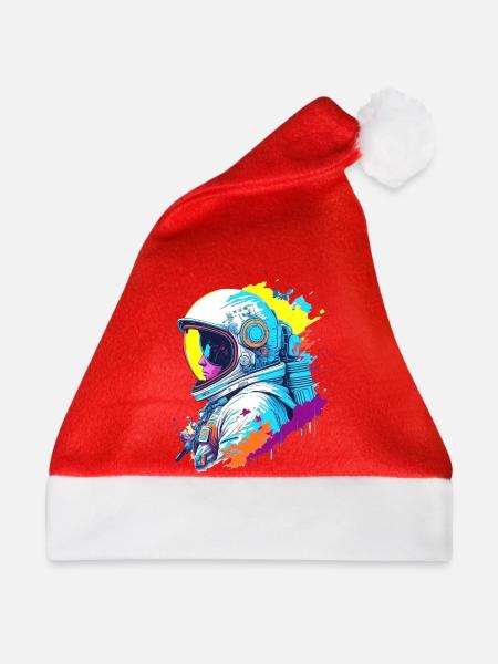 Astronaut Farbspritzer Illustration - Weihnachtsmütze - Rot