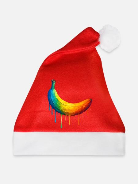 Banane mit buntem Farbverlauf - Weihnachtsmütze - Rot