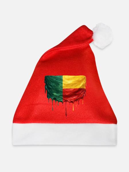 Benin Flagge im Tropfenstil - Weihnachtsmütze - Rot
