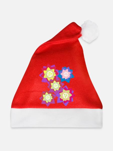 Blume Blumen Blütenmandala - Weihnachtsmütze - Rot