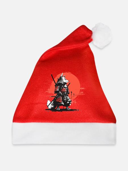 Fuchs-Samurai in Roter Sonnen-Rüstung - Weihnachtsmütze - Rot