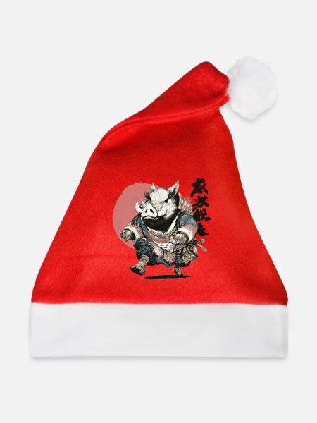 Eber-Samurai in Ukiyo-Rüstung - Weihnachtsmütze - Rot