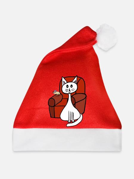 Haustiere Katze Maus Katzen Mäuse  - Weihnachtsmütze - Rot